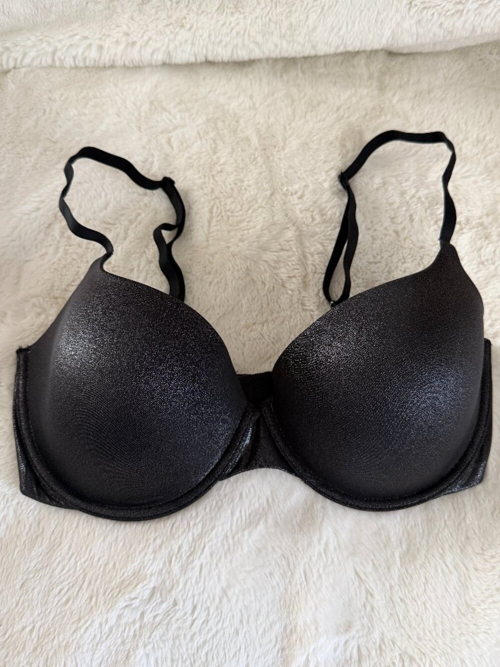 Victoria's Secret Woman's Black Glitter Perfect Shape Bra Size: 36DD